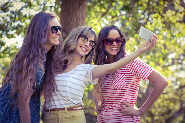 Szczęśliwy przyjaciół przy selfie — Zdjęcie stockowe