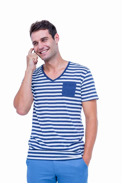 Vacker hipster med telefonsamtal — Stockfoto