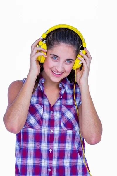 Brunette listening music — Stock Photo, Image
