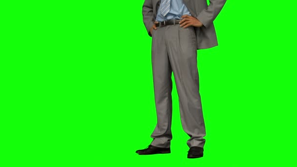 Businessman standing with hands on hips — Stock Video