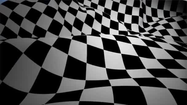 Checkered flag waving against blue sky — Stock Video