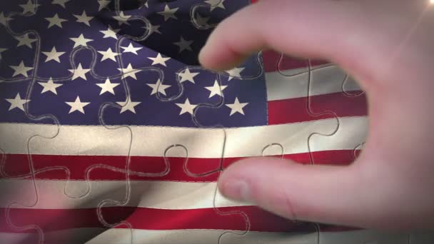 Bandera de EE.UU. ondeando en el viento — Vídeo de stock