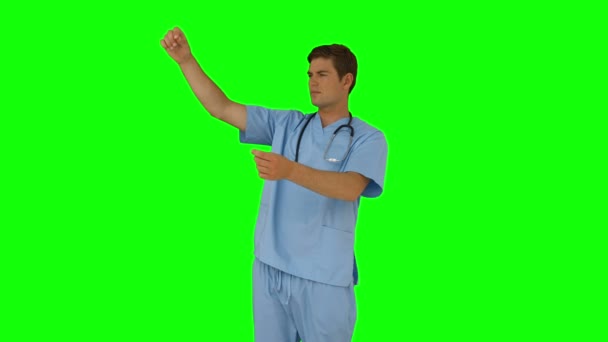 Surgeon standing interacting with hands — Stock Video