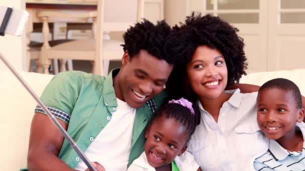 Beautiful family taking a selfie — Stock Video