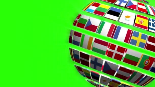 Banderas nacionales de países europeos girando — Vídeos de Stock