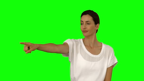 Happy businesswoman pointing — Stock Video