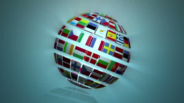 Nationalflaggen des europäischen Landes drehen sich — Stockvideo