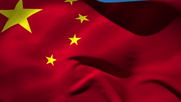 Флаги Китая и европейских граждан на ветру — стоковое видео