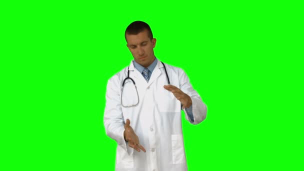 Doctor presentando con las manos — Vídeos de Stock