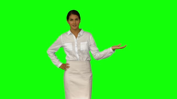 Businesswoman with her hand out — Stock Video