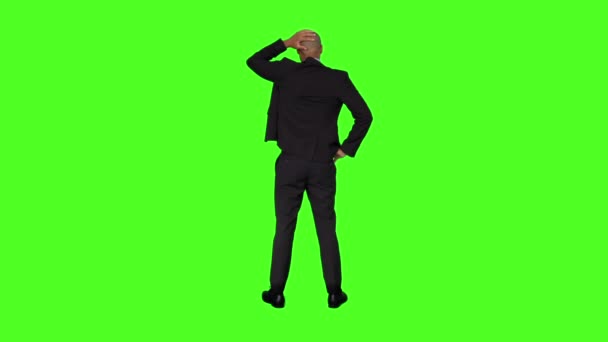 Businessman standing and thinking — Stock Video