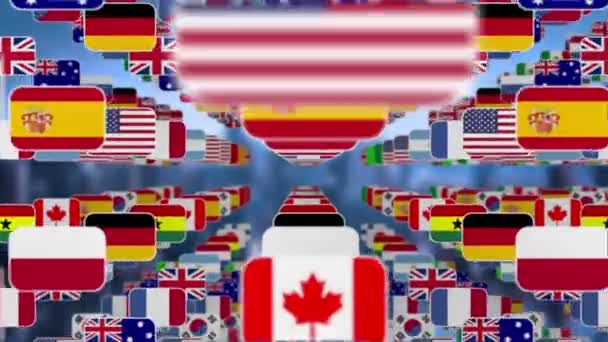 М'яч з національних прапорів, що повертаються — стокове відео