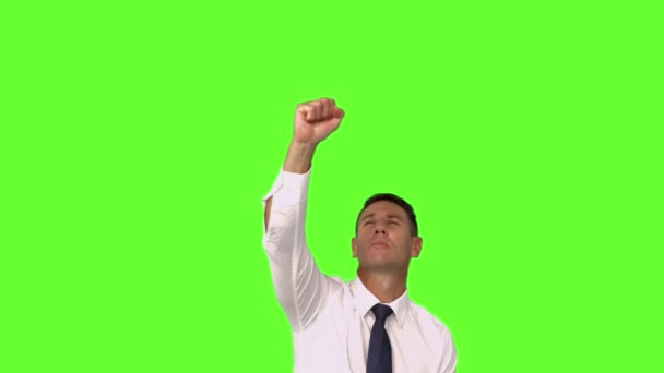 Businessman with his fist up — Stock Video