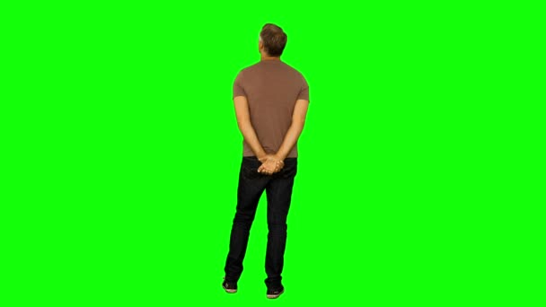 Casual man standing and looking around — Stock Video