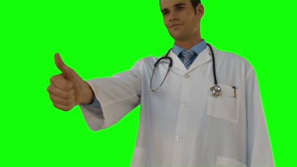 Doctor gesturing thumb up — Stock Video