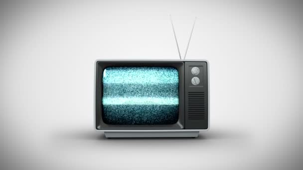 Altmodischer Fernseher mit statischer — Stockvideo