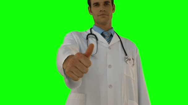 Doctor gesturing thumb up — Stock Video