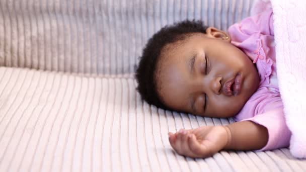 Bambina che dorme sul divano — Video Stock