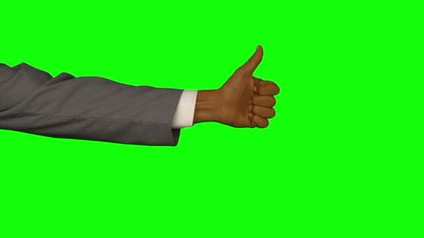 Primer plano de la mano gesto pulgar hacia arriba — Vídeos de Stock