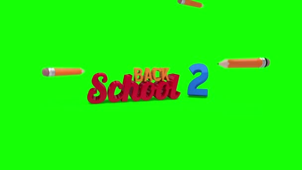 Back to school graphic falling against green screen — Stock Video