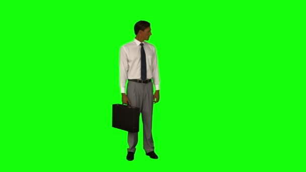 Uomo d'affari in piedi con la valigetta — Video Stock