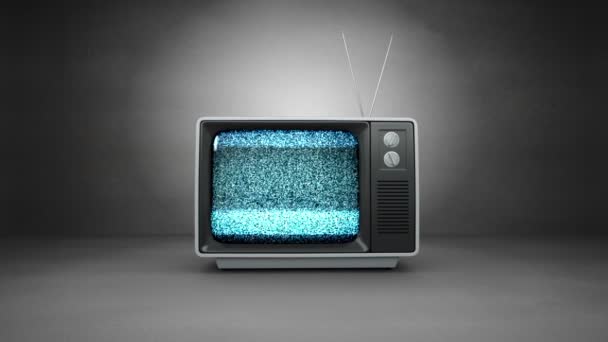 Old fashioned tv with static — Stock Video