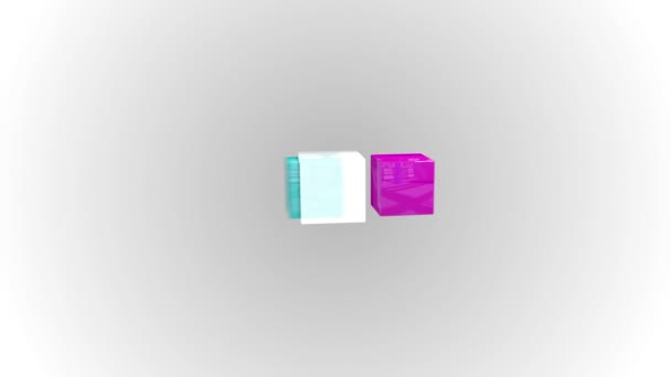 Cuadrícula cúbica abstracta azul y púrpura — Vídeo de stock