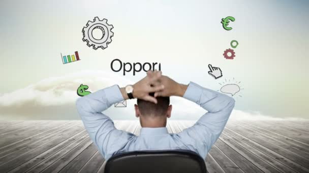 Empresario viendo negocio brainstorm aparecer — Vídeos de Stock