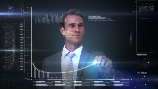 Człowiek za pomocą interfejsu w przyszłości — Wideo stockowe