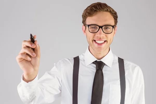 Zakenman schrijven met marker — Stockfoto