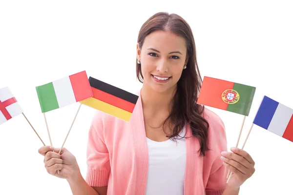 Woman holding flags — Stock Photo, Image