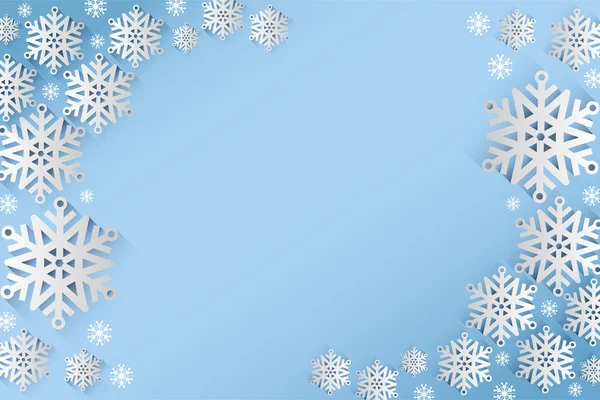 Snöflingor ram på blå — Stockfoto