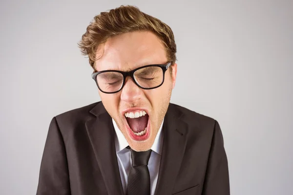 Businessman shouting at camera — Stock Photo, Image