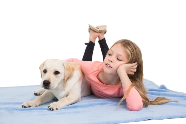 Little girl with puppy — Stock Photo, Image