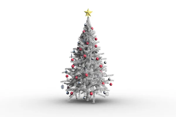 Christmas tree with baubles and star — Stock Photo, Image