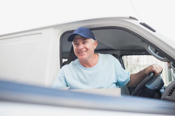 Man with carton box — Stock Photo, Image