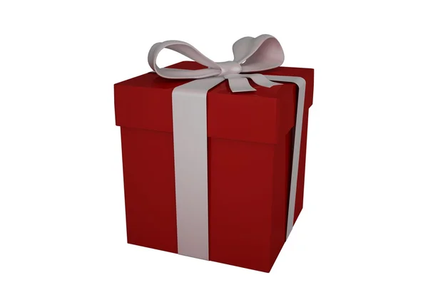 Red gift with white bow — Stock Photo, Image