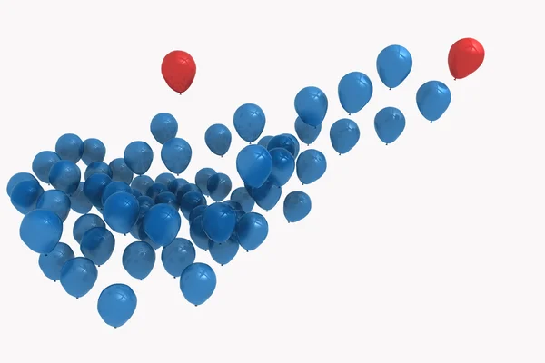 Blauwe en rode ballonnen — Stockfoto