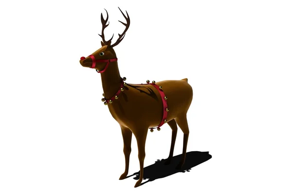 挂着的铃铛圣诞驯鹿 — 图库照片