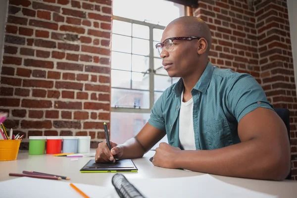 Designer sketching on graphics tablet — Stock Photo, Image