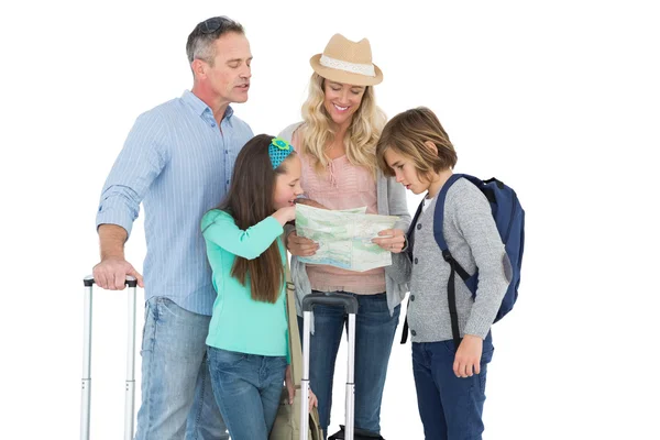 Tourist family consulting map — Stock Photo, Image