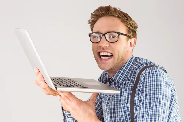 Uomo d'affari che utilizza laptop — Foto Stock