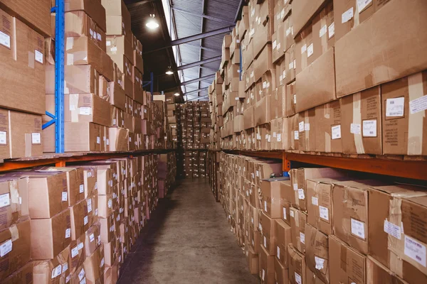 Estantes con cajas en almacén —  Fotos de Stock