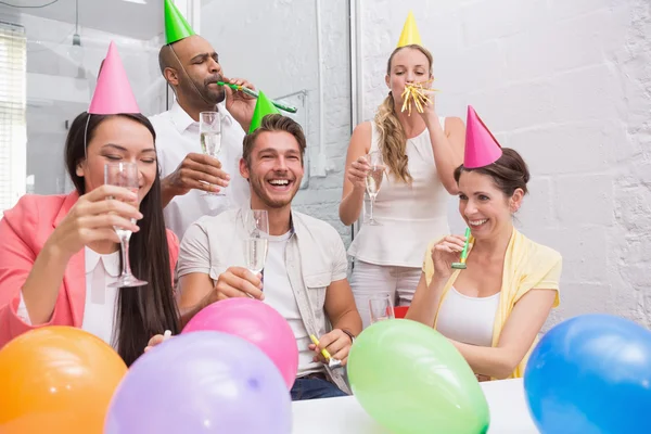 Business team celebrating birthday — Stock Photo, Image