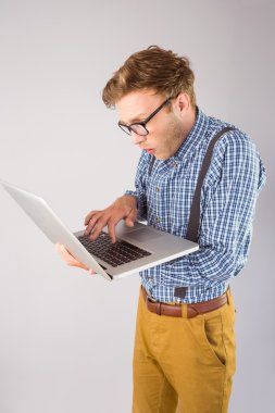 businessman using laptop clipart