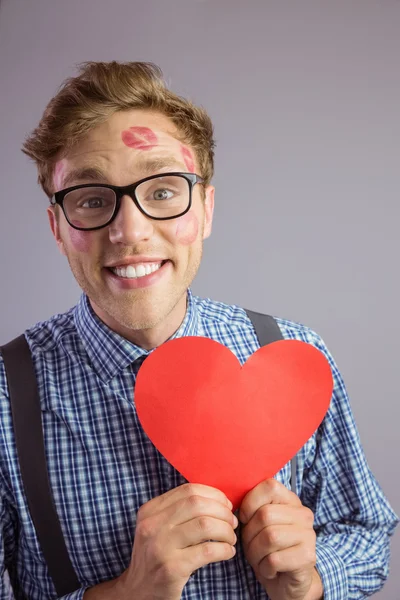 Hipster mit Küssen übersät — Stockfoto