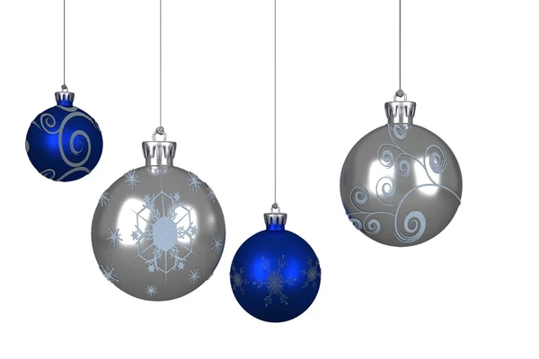 Azul e prata Natal bugigangas — Fotografia de Stock