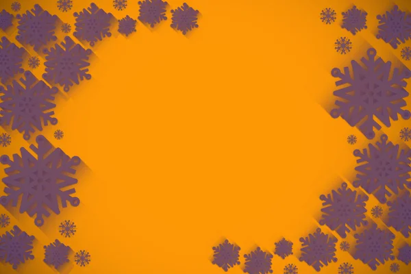 Fiocchi di neve viola su arancione — Foto Stock