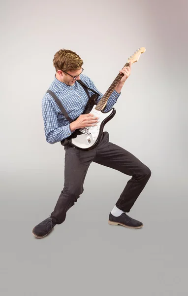 Hipster playing guitar — Stock Photo, Image