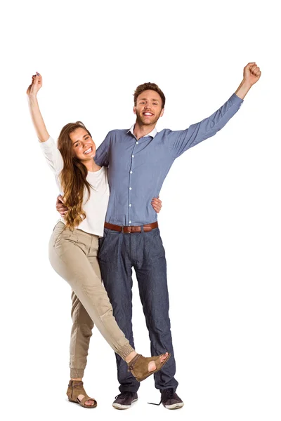 Jovem casal aplaudindo — Fotografia de Stock